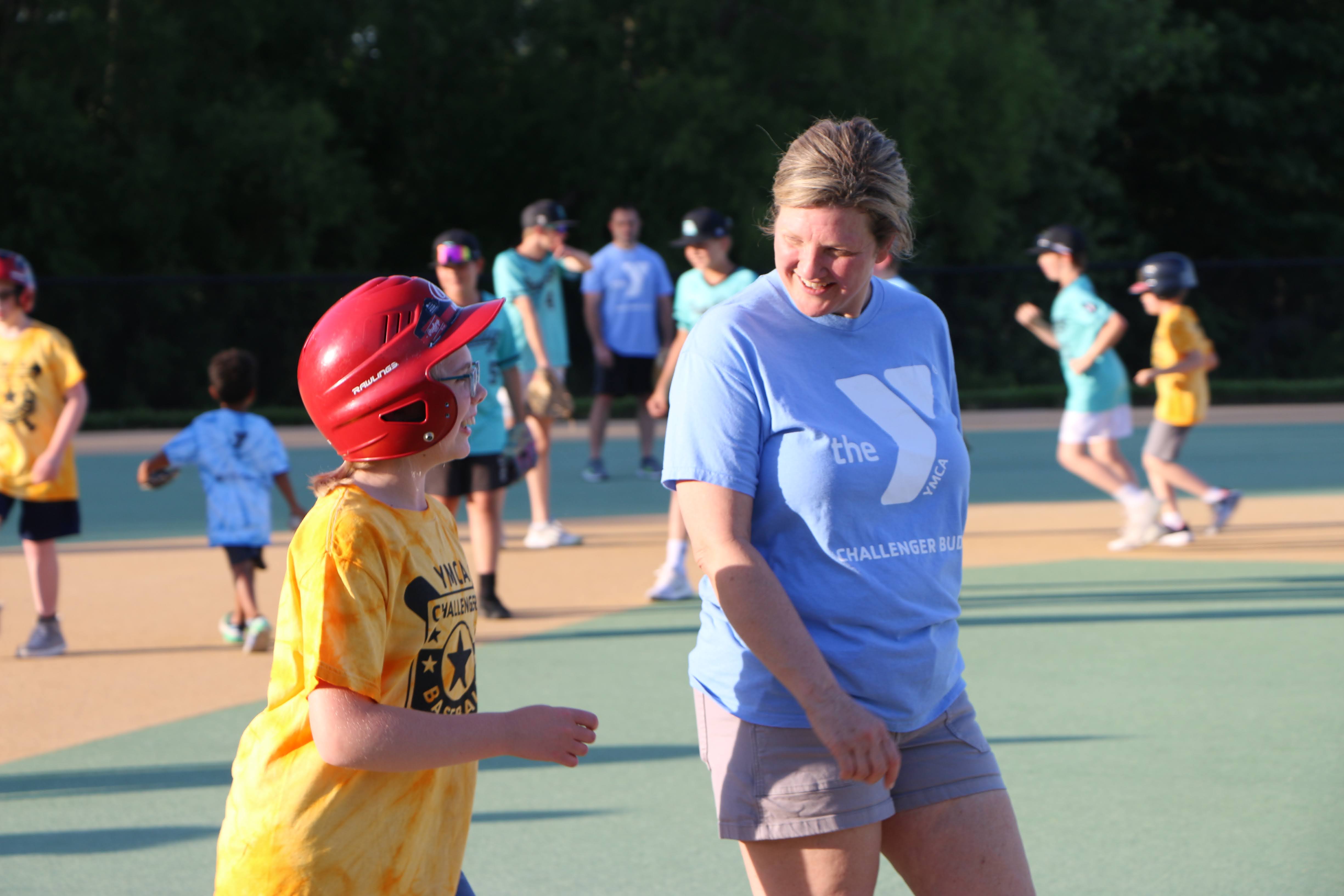 challenger buddies playing baseball