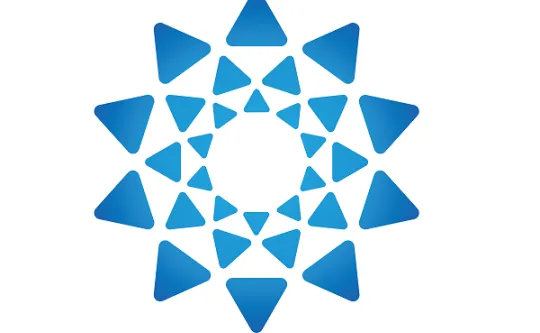 Image of triangles arranged in a a circular shape resembling a flower or the sun