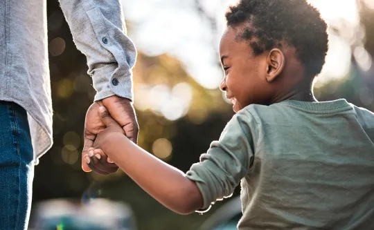 Image of a child holding their guardian's hand.