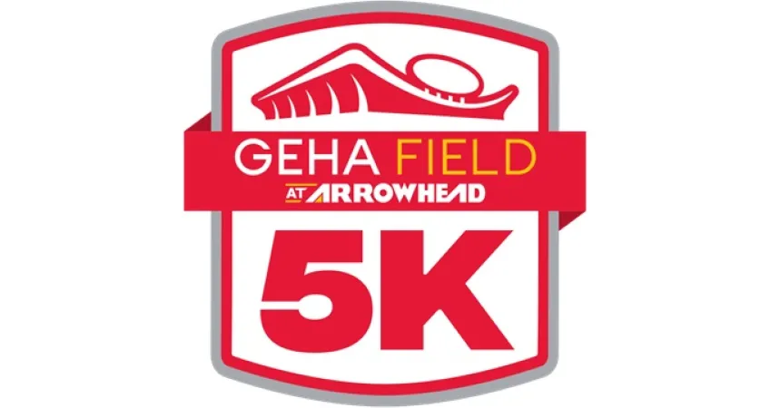 Graphic of GEHA Field at Arrowhead logo with 5K.