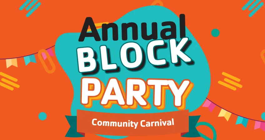 Text: Annual Block Party Community Carnival