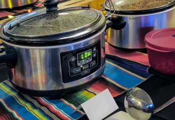 Photo of a crockpot on a table.