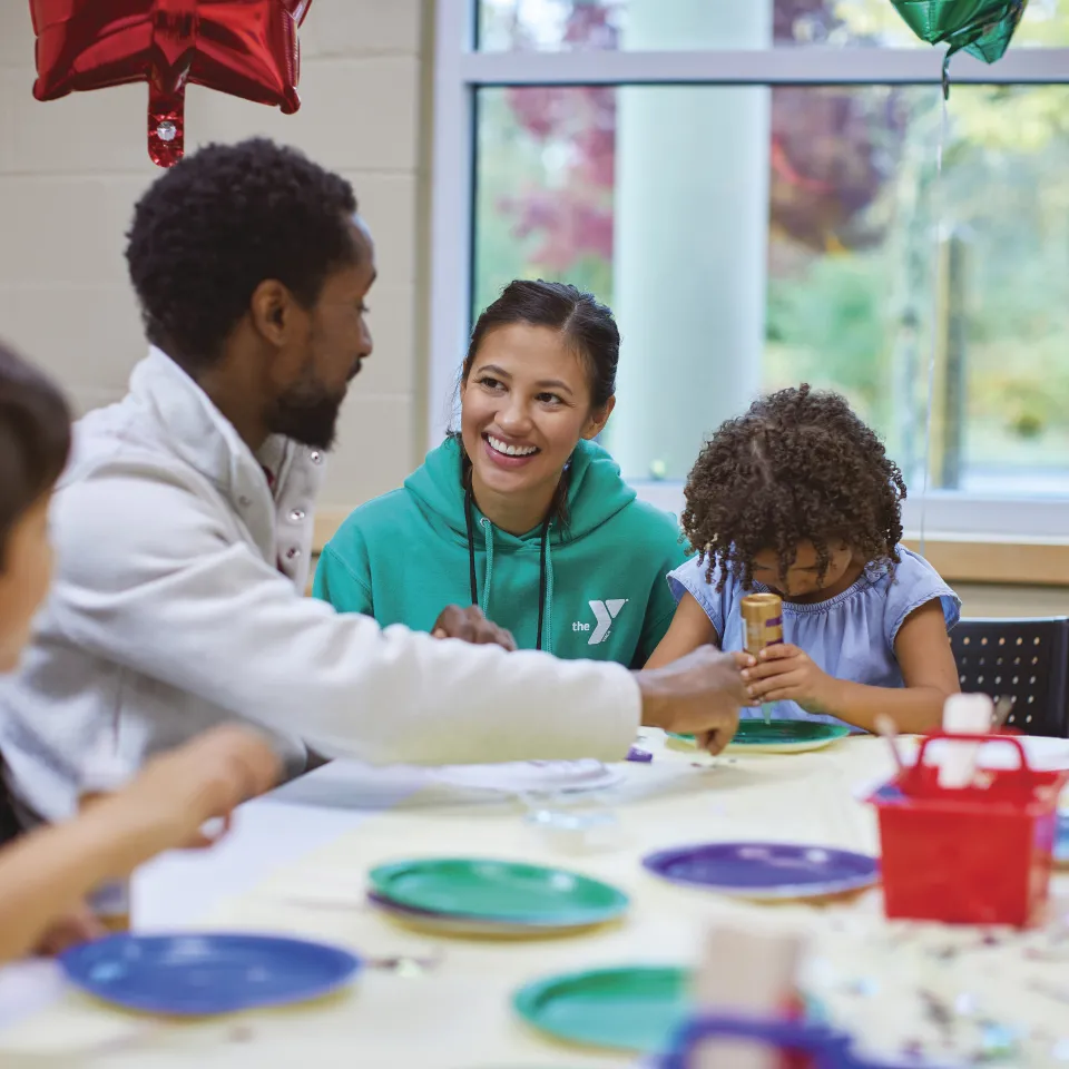 kids painting with adults