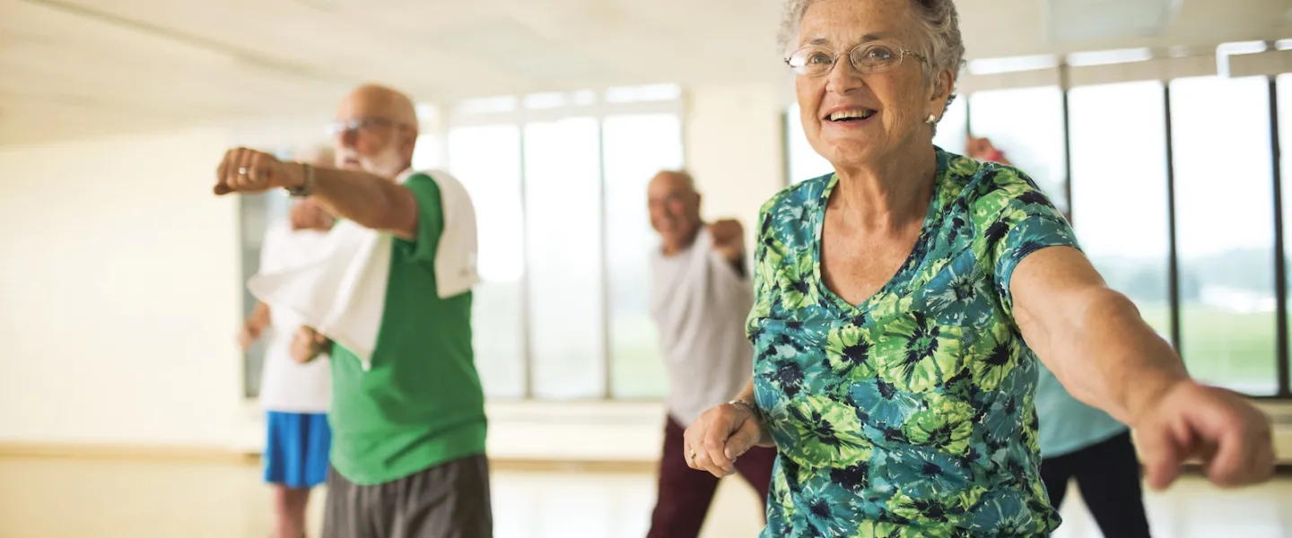 Active Older Adults working out in Greater Kansas City Y fitness program.
