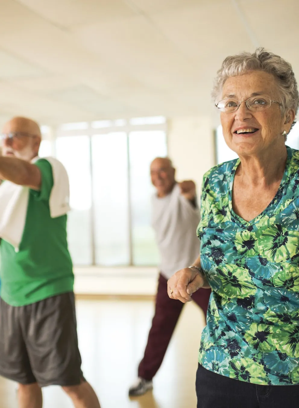 Active Older Adults working out in Greater Kansas City Y fitness program.