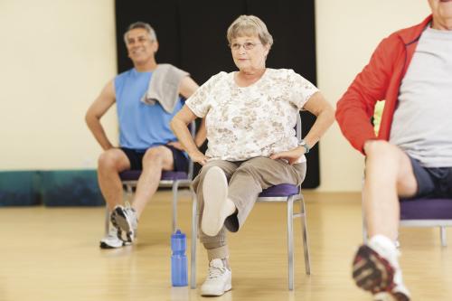 Active Older Adults utilizing fall prevention exercises