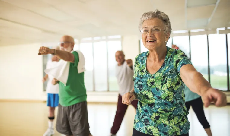 Active Older Adults working out in Greater Kansas City Y fitness program.