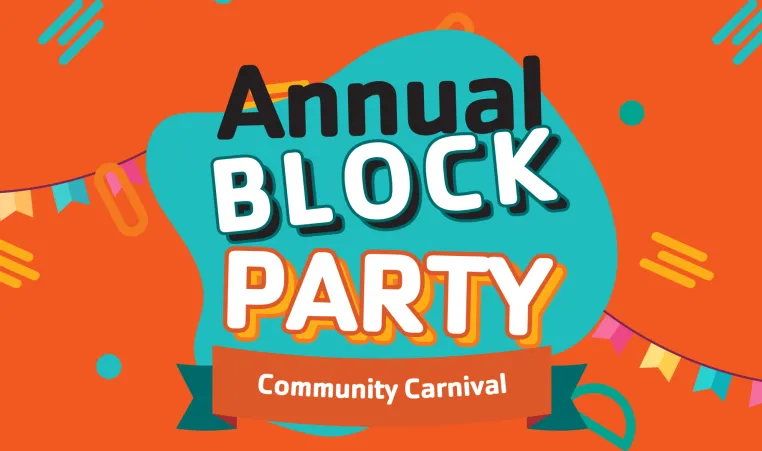 Text: Annual Block Party Community Carnival
