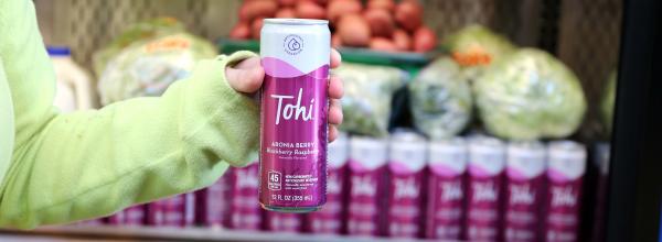 Can of Tohi beverage donated to the Marketplace Food Pantry at North Kansas City YMCA