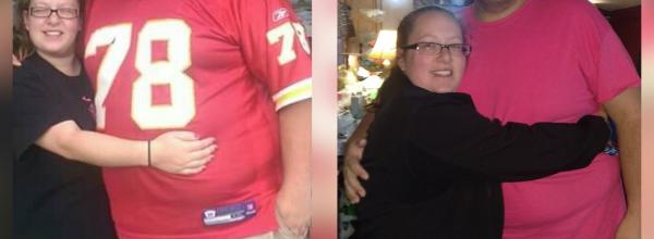 Levi with his wife, Krystle, before and after his weight loss. Photo courtesy of Levi Sperry.