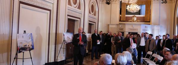 Donors and Y leaders gathered in the historic lobby of the Lyric for a VIP reception prior to the community groundbreaking celebration